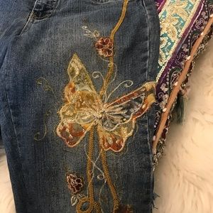 Boho embroidery jeans